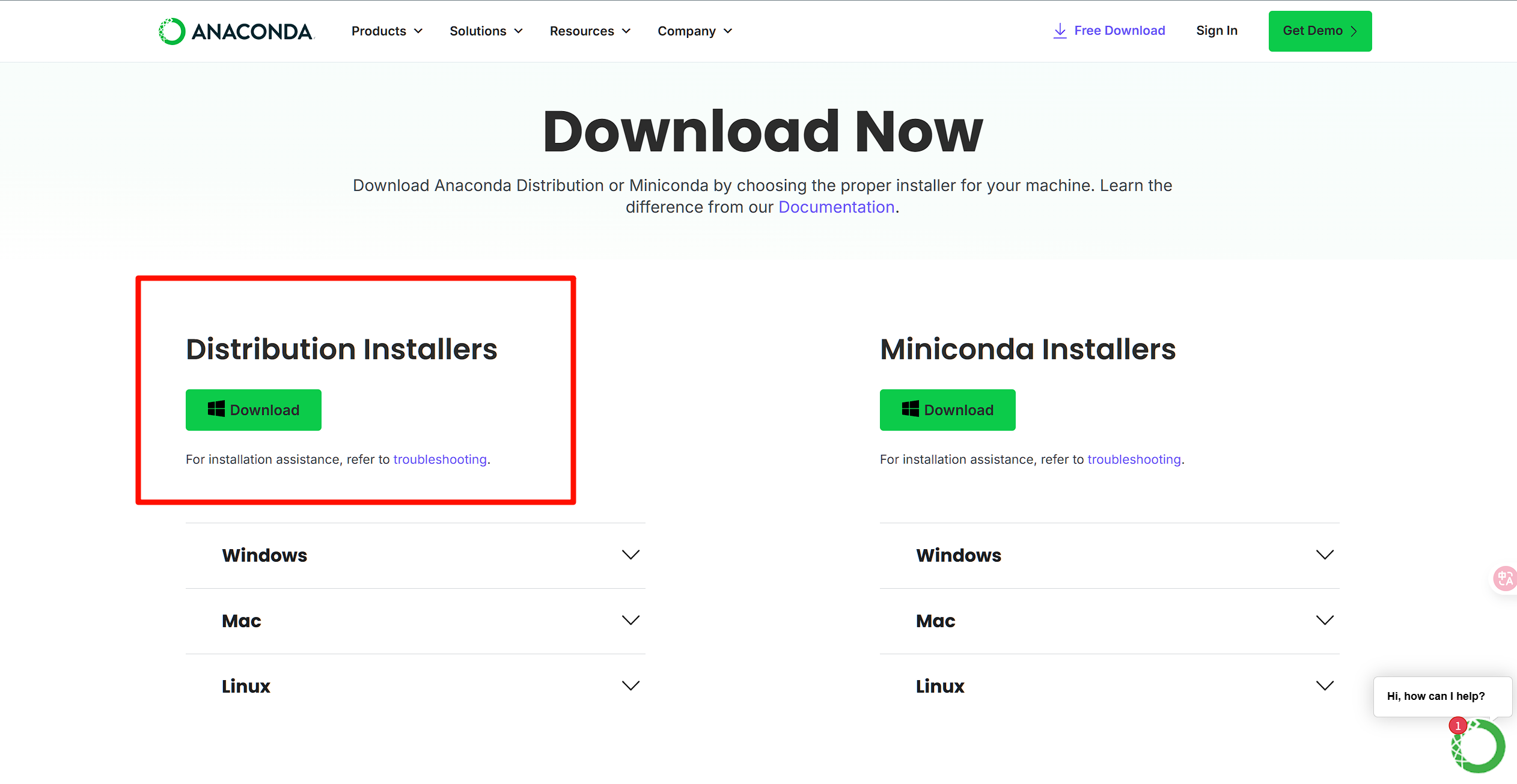Anaconda 官方下载页面