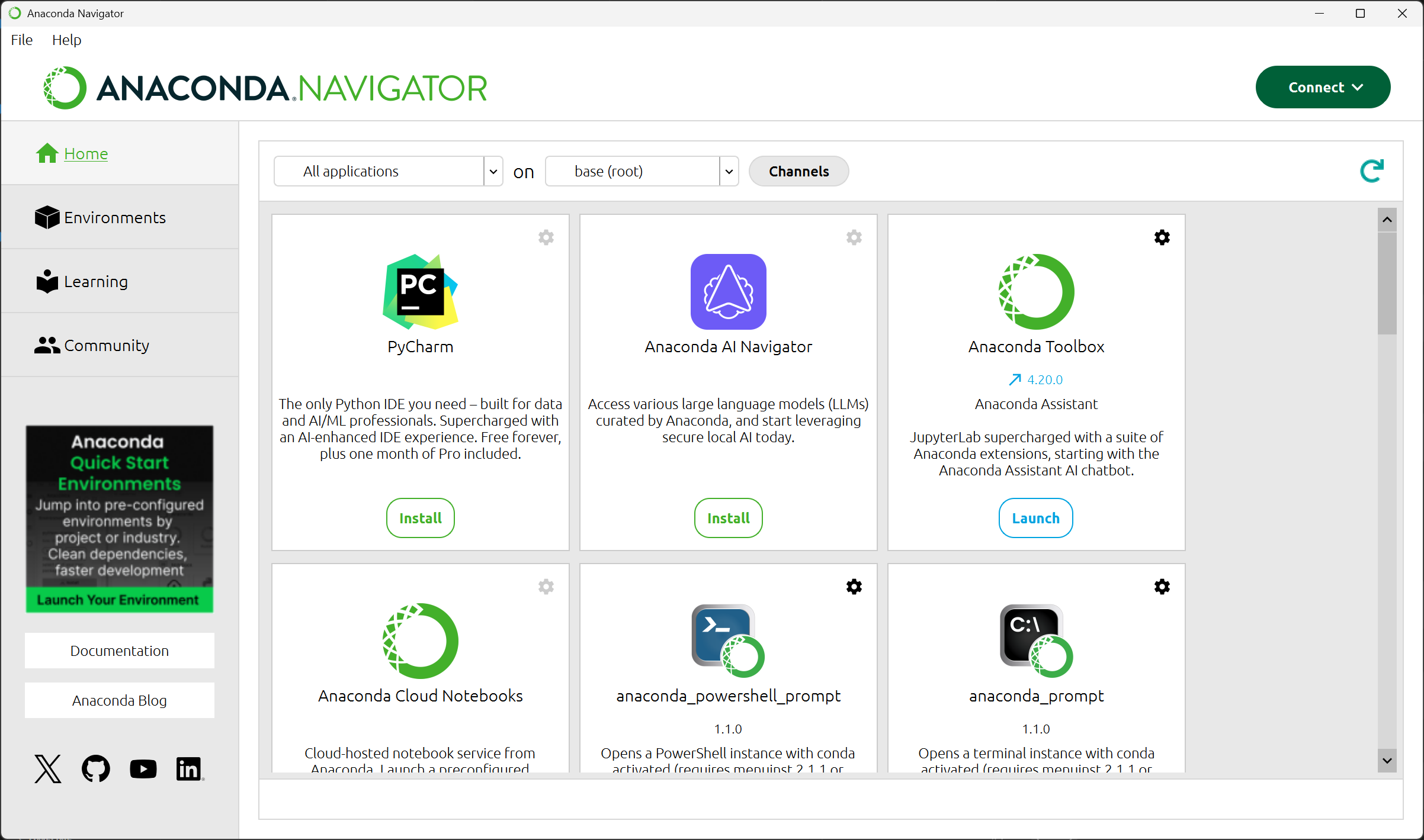 Anaconda Navigator 主界面